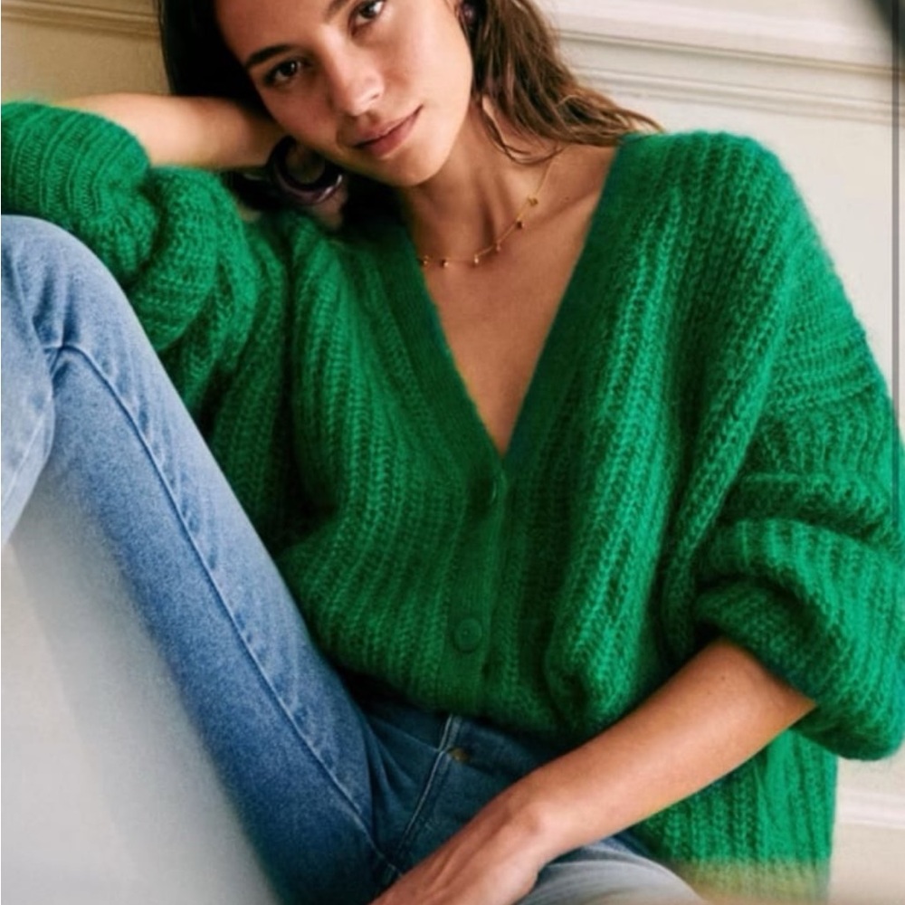 Sezane Achille Jumper in bright green Women’s Cardigan Sweater size XL - Picture 7 of 7